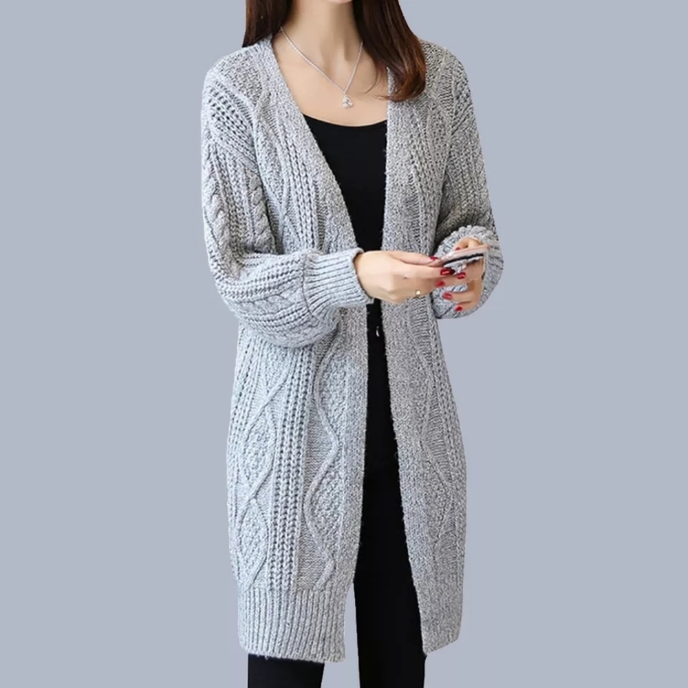 Grey cable knit cardigan